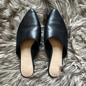 Vintage Aldo Black Leather Pointed Toe Slip On Shoes
